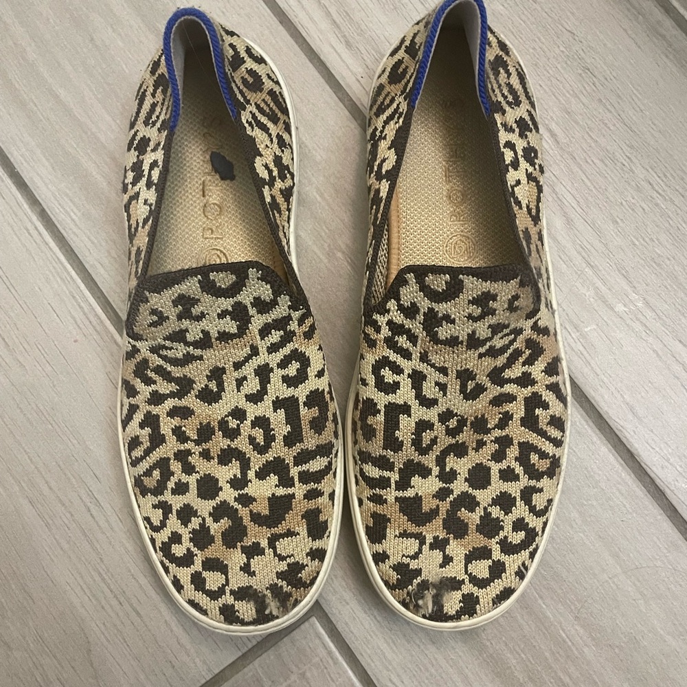 Rothy's Leopard Print Slip-On Sneakers